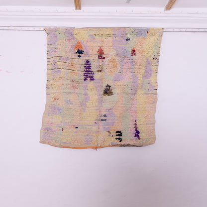 Vintage Moroccan Boucherouite Rug – Soft Pastel Abstract Berber Carpet – Handmade Boho Shaggy Rug