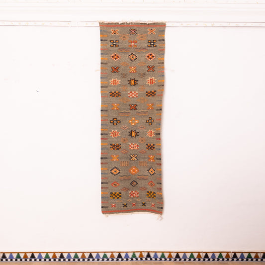Moroccan Corridor Rug - Handwoven Berber Runner - Earthy Geometric Charm