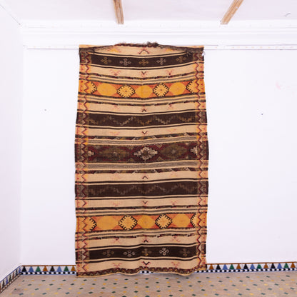 Handwoven Akhnif Moroccan Rug – Authentic Berber Wool & Cotton Weaving ; 10,17 ft / 4,43 ft