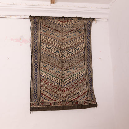 Vintage Moroccan Handwoven Berber Rug | Geometric Wool Tribal Runner ; 6,73 ft / 3,44 ft