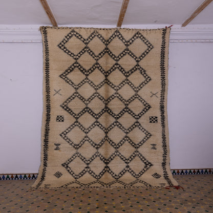 Authentic Vintage Beni Ourain Moroccan Rug | Handwoven Wool Berber Carpet ; 11,81 ft / 6,89 ft