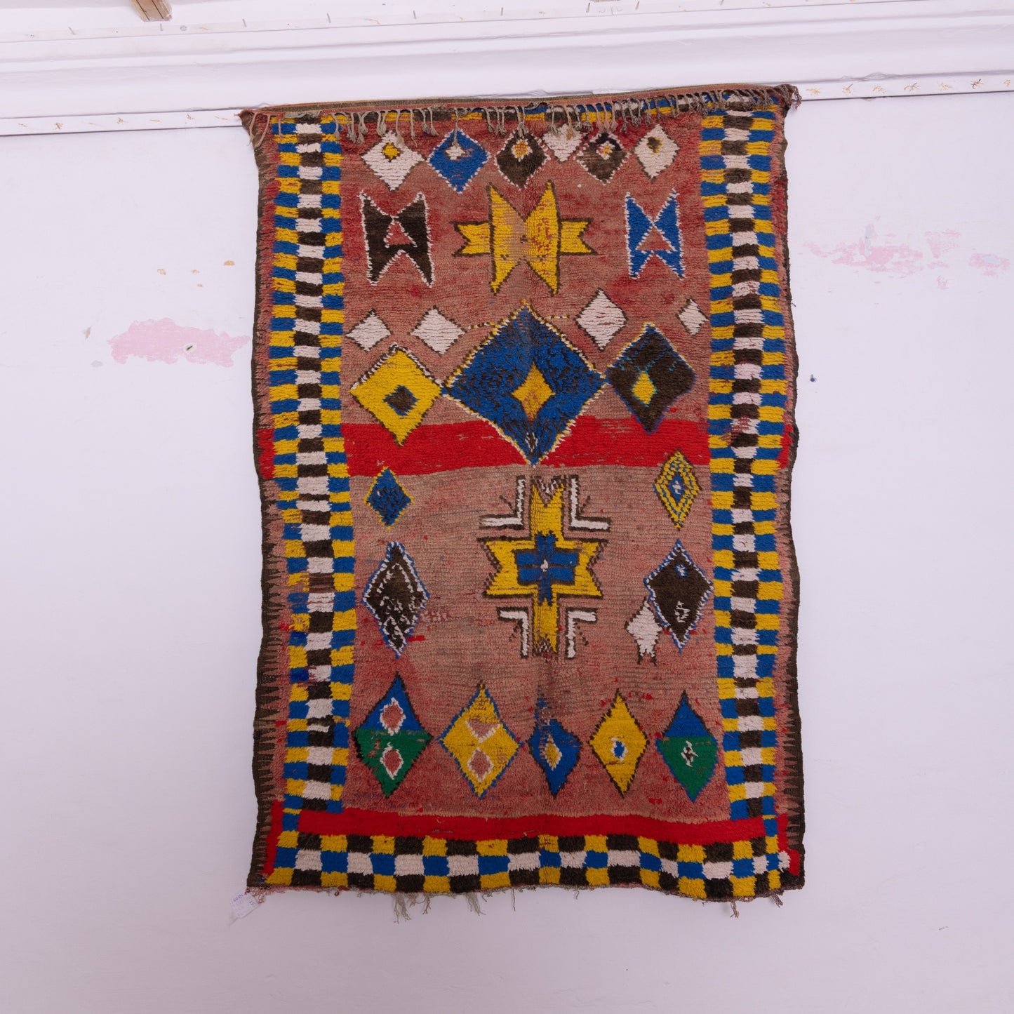 Vintage Moroccan Berber Rug – Handwoven Wool Carpet with Tribal Geometric Patterns