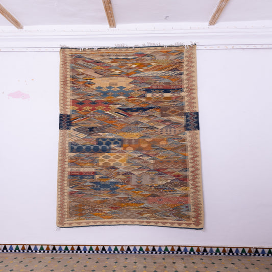 Handwoven Moroccan Akhnif Rug – Intricate Berber Wool & Cotton Carpet