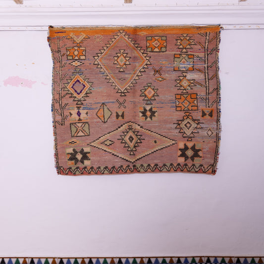 Vintage Moroccan Berber Rug – Handwoven Wool Carpet – Red Tribal Boho Decor