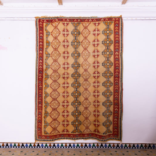 Vintage Moroccan Taznakht Rug - 100% Wool - Handmade Berber Carpet - Traditional Geometric Design - Bohemian Home Decor