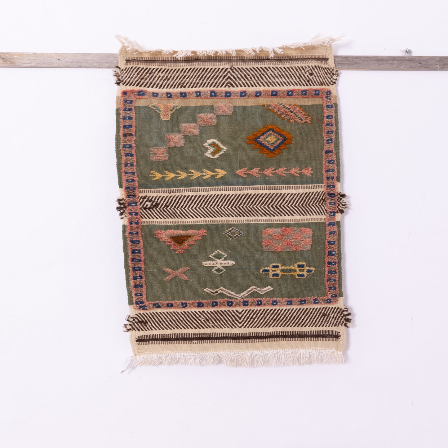 Authentic Moroccan Akhnif Rug – Handwoven Amazigh Wool & Cotton Textile ; 3,61 ft / 1,97 ft