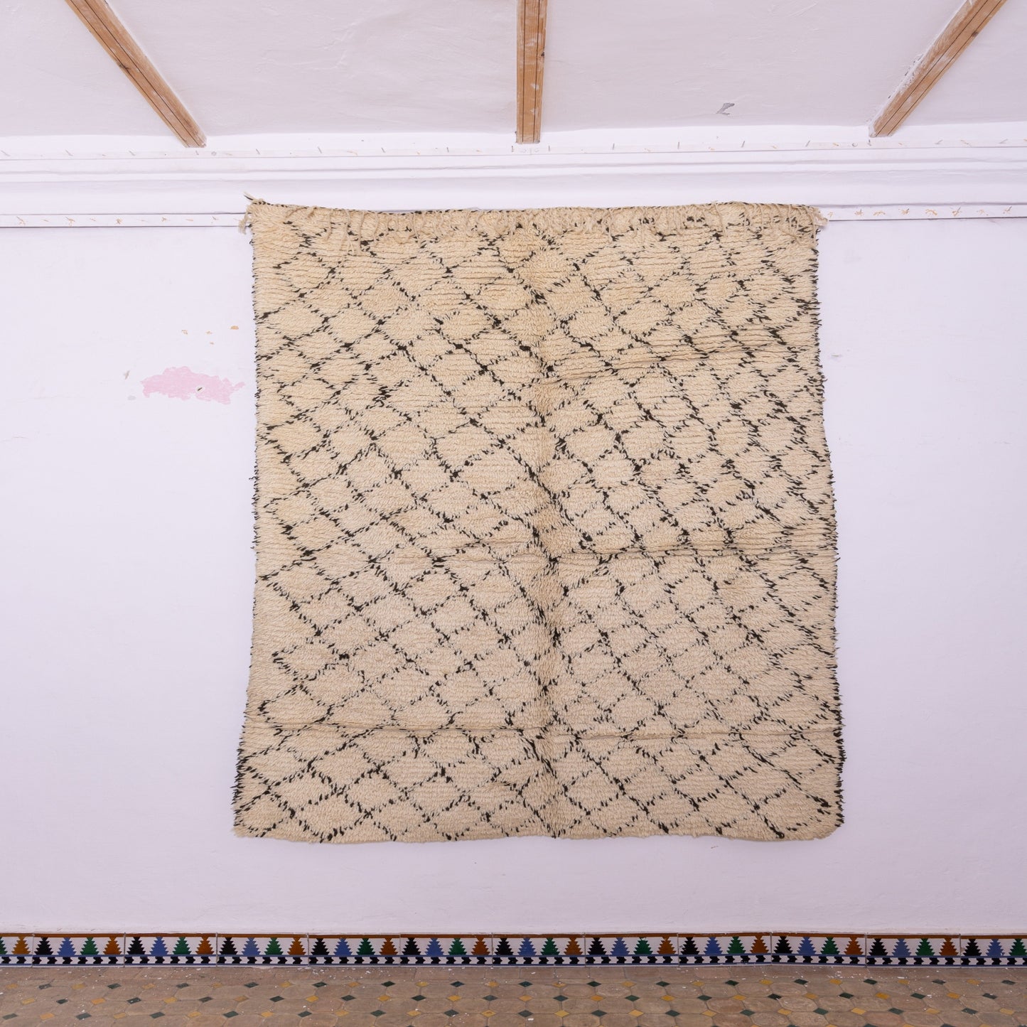 Handwoven Vintage Beni Ourain Rug – Moroccan Wool Berber Carpet ; 8,53 ft / 6,07 ft