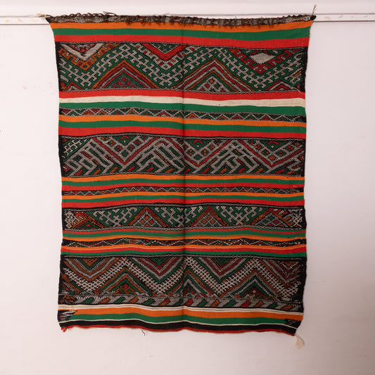 Vintage Moroccan Handwoven Berber Rug - Colorful Tribal Wool Carpet