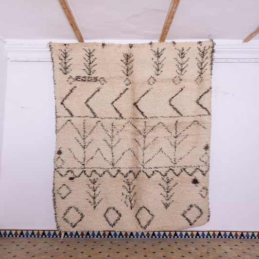 Handwoven Moroccan Beni Ourain Rug - Authentic Wool Berber Carpet - Tribal Minimalist Décor