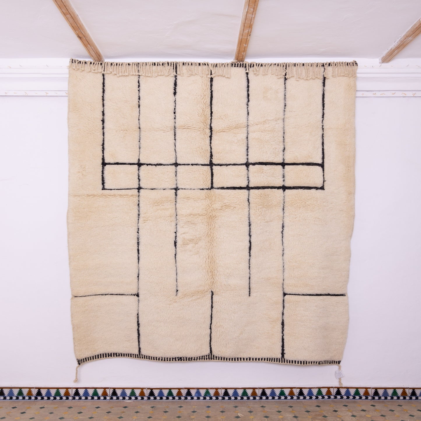 Handwoven Moroccan Wool Rug – Mrirt Berber Carpet – Modern Abstract Minimalist Design – Luxurious & Soft Handmade Area Rug