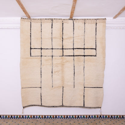 Handwoven Moroccan Wool Rug – Mrirt Berber Carpet – Modern Abstract Minimalist Design – Luxurious & Soft Handmade Area Rug