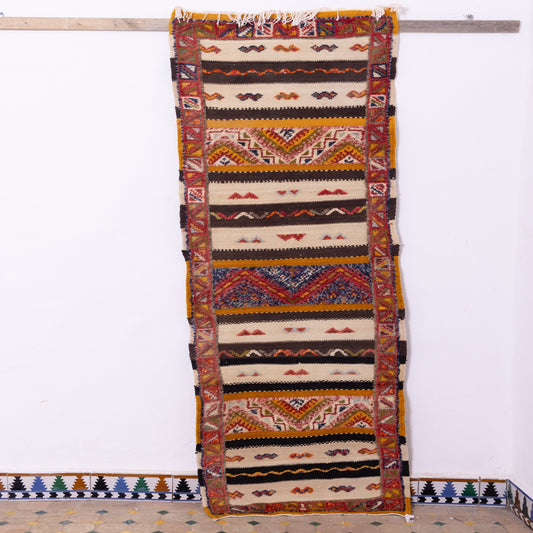 Handwoven Akhnif Moroccan Rug – Authentic Berber Kilim with Tribal Motifs