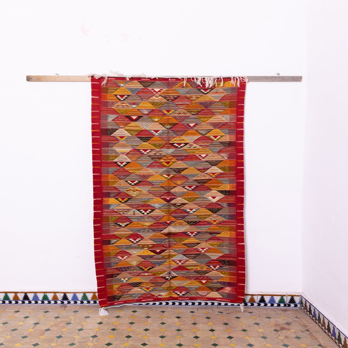 Authentic Handwoven Moroccan Akhnif Runner – Vintage Berber Wool Rug ; 6,73 ft / 3,44 ft