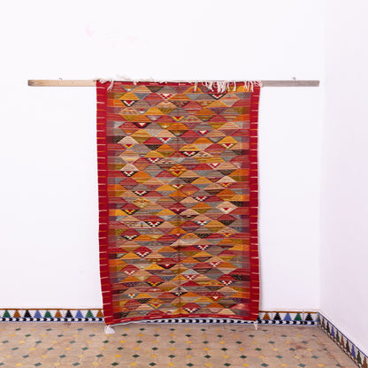 Authentic Handwoven Moroccan Akhnif Runner – Vintage Berber Wool Rug ; 6,73 ft / 3,44 ft