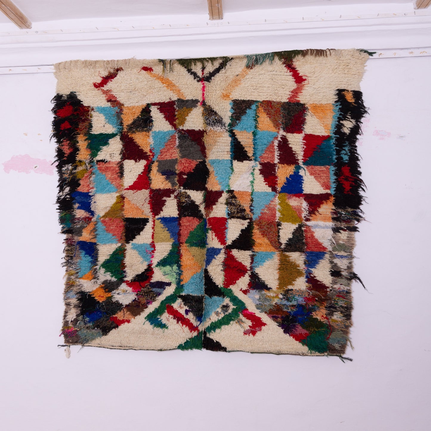 Mountain Prism” – Vintage Moroccan azilale Rug with Kaleidoscopic Triangles