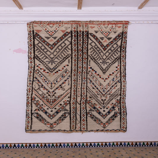 Vintage Moroccan Berber Rug – Handmade Wool Carpet – Tribal Geometric Design – Authentic Handwoven Boho & Rustic Home Decor