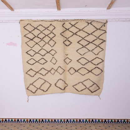 Authentic Moroccan Beni Ourain Rug – Handwoven Wool Berber Carpet – Unique Diamond Motif ; 7,22 ft / 6,40 ft