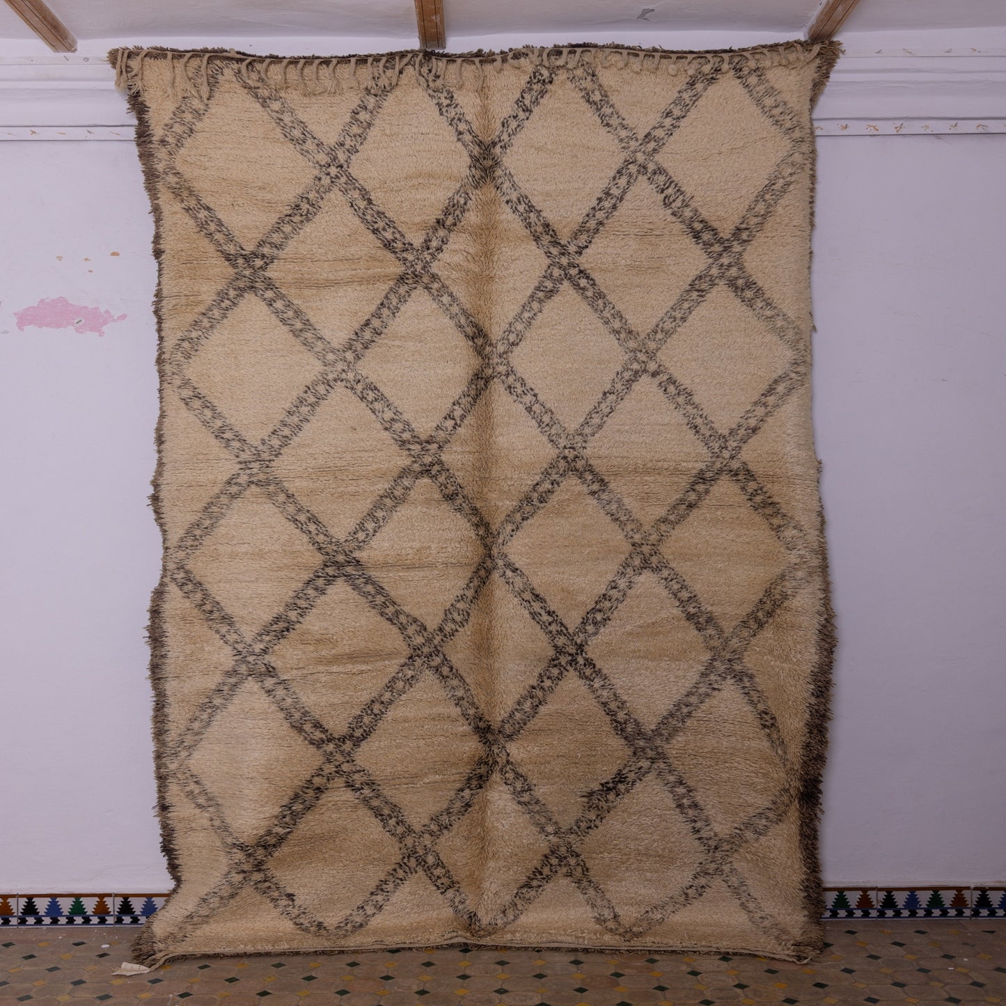 Large Vintage Beni Ourain Moroccan Rug | Handwoven Wool Berber Carpet ; 11,48 ft / 6,23 ft