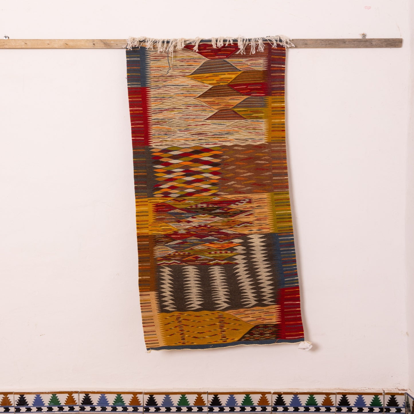 Moroccan Corridor Rug - Handwoven Runner - Mixed-Motif Patch Design