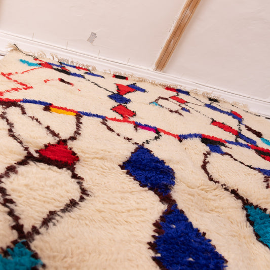 Azilal Moroccan Rug – Colorful Handwoven Boho Wall Hanging or Area Rug - 80% Wool 20% Cotton - Bright Tribal Home Decor