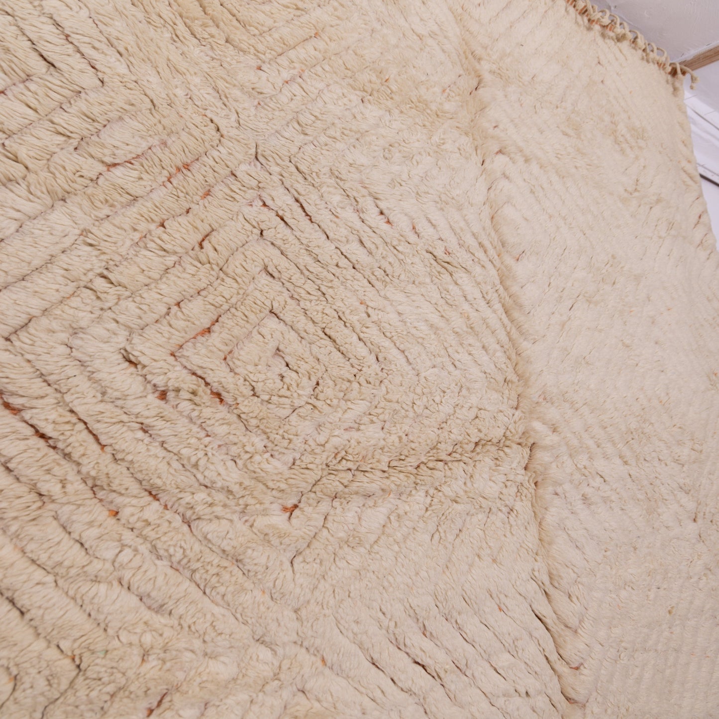 Luxurious Handmade Moroccan Mrirt Rug – Soft High-Pile Wool Berber Carpet in Neutral Tones