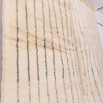 Handmade Mrirt Rug – 100% Wool Moroccan Berber Carpet – Cream & Black Striped Wool Rug – Luxury Minimalist & Scandinavian Home Decor