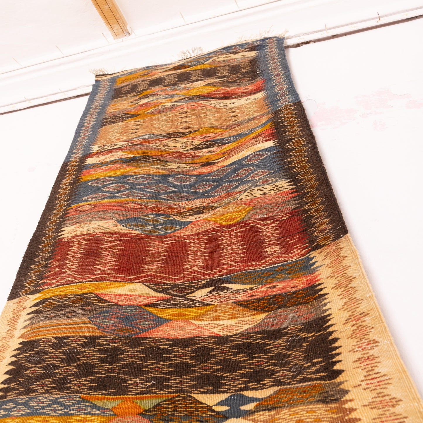 Moroccan Corridor Rug - Handwoven Runner - Earthy Tones & Geometric Panels