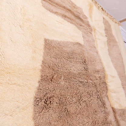 Handmade Mrirt Rug – 100% Wool Moroccan Berber Carpet – Abstract Beige & Brown Art Wool Rug – Luxury Modern & Boho Home Decor
