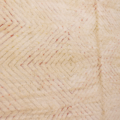 Authentic Handwoven Moroccan Mrirt Rug – Luxurious Creamy Wool Berber Carpet with Subtle Red Accents