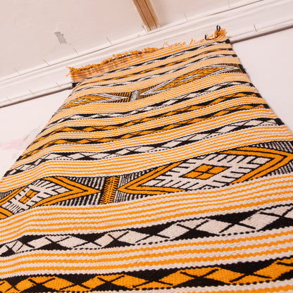 Moroccan Corridor Rug - Handwoven Azilal Runner - Bold Tribal Geometry