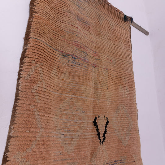 Vintage Moroccan Boujad Rug – Minimalist Berber Design in Earthy Tones – Handwoven Wool