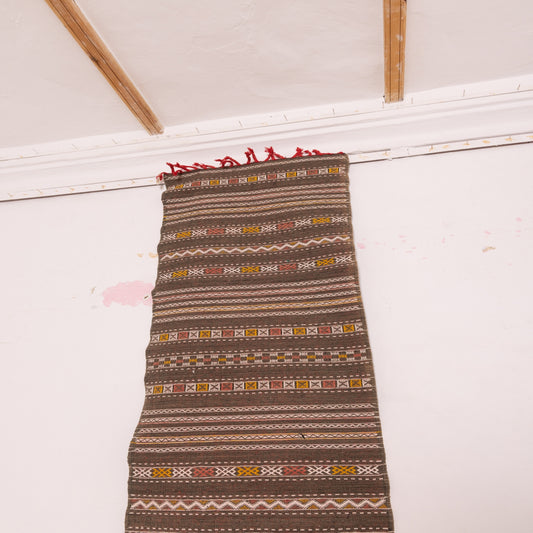 Moroccan Corridor Runner Rug - Multicolor Geometric - 100% Wool