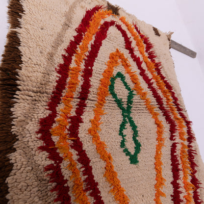 Vintage Azilal Rug - Moroccan Handwoven Wool Runner - Bold Diamond Tribal Design in Red & Orange
