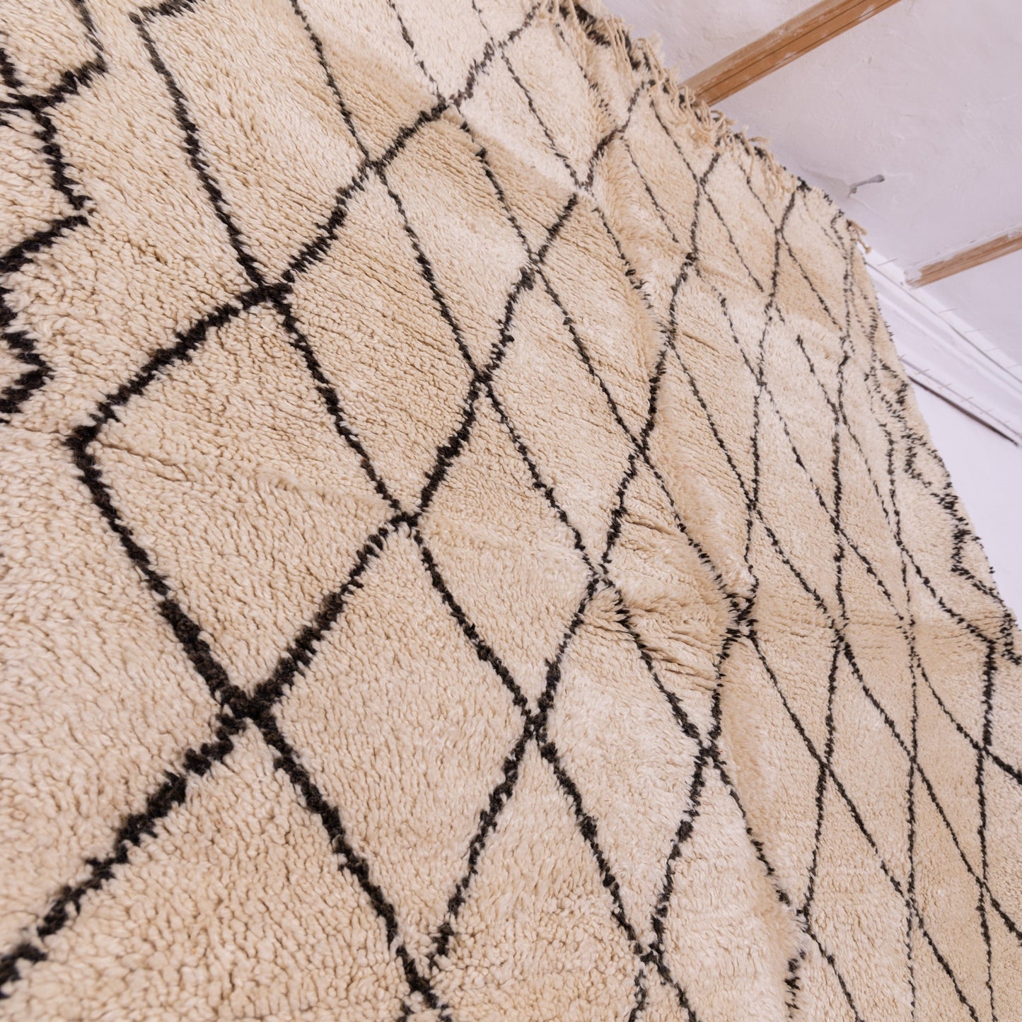 Authentic Moroccan Beni Ourain Rug – Handwoven Berber Wool Carpet ; 12,80 ft / 6,40 ft