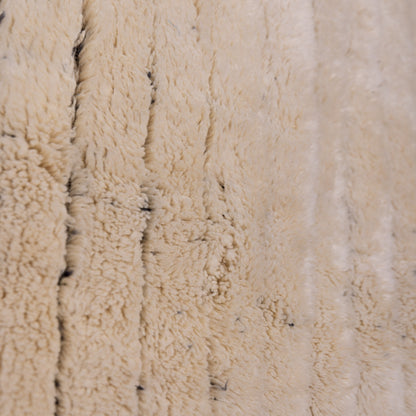 Handmade Mrirt Rug – 100% Wool Moroccan Berber Carpet – Cream & Black Textured Geometric Wool Rug – Luxury Minimalist & Modern Home Decor