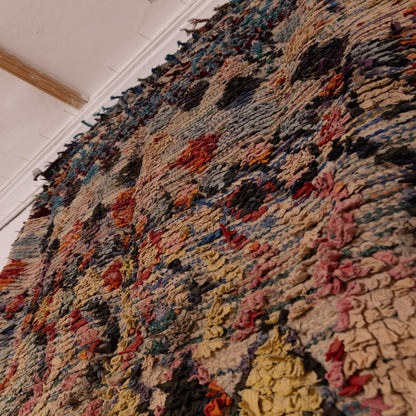 Vintage Moroccan Boucherouite Rug – Handwoven Berber Carpet with Geometric Diamond Patterns