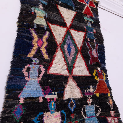 Vintage Moroccan Boucherouite Rug – Handwoven Tribal Berber Carpet – Unique Folk Art Textile