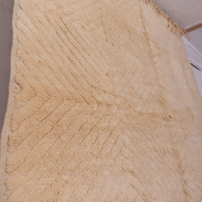 Handmade Mrirt Rug – 100% Wool Moroccan Berber Carpet – Cream Textured Chevron Wool Rug – Luxury Minimalist & Modern Home Decor