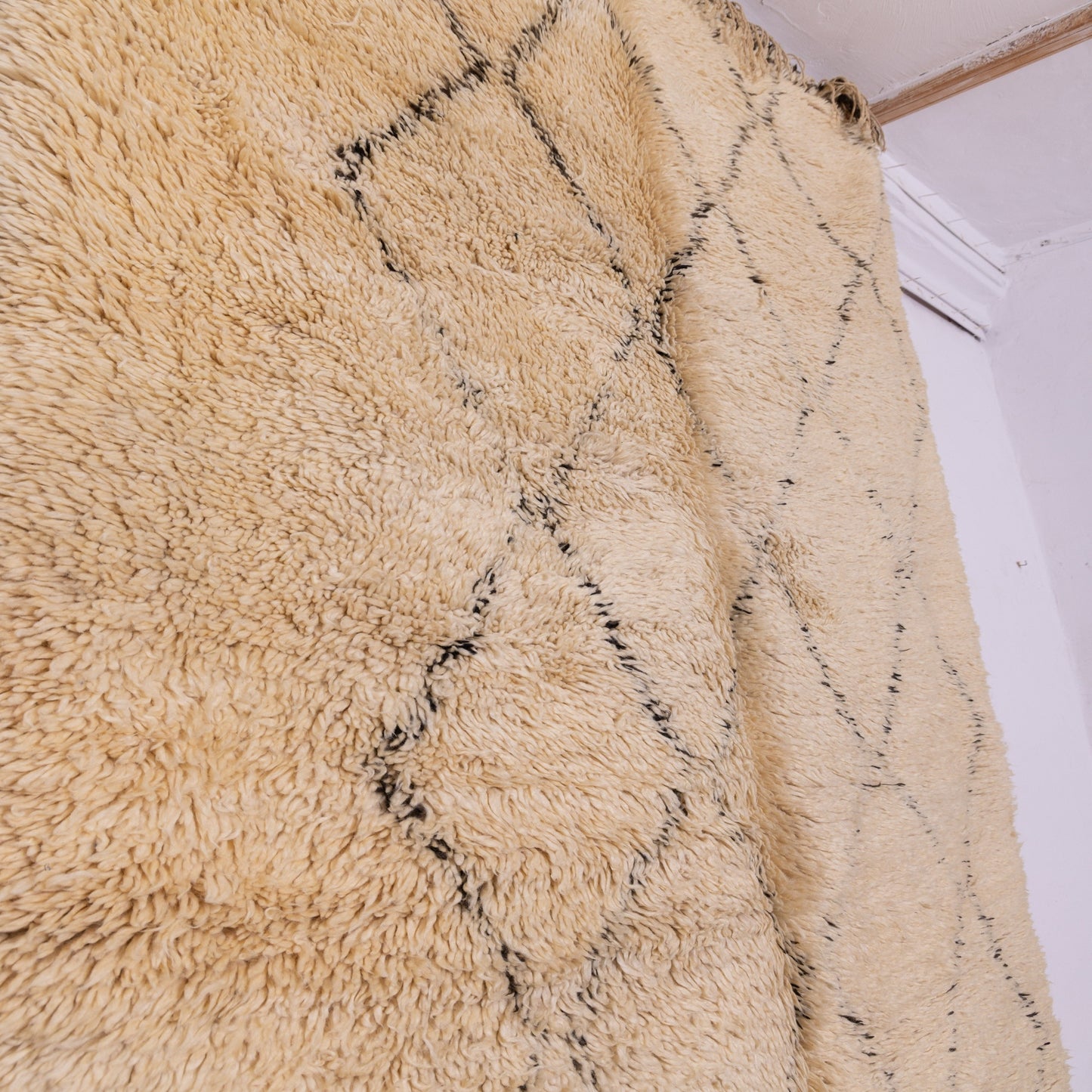 Large Handmade Beni Ourain Rug – Authentic Moroccan Wool Carpet – Minimalist Berber Rug – Plush & Soft Area Rug – Boho Scandinavian Home Decor ; 11,48 ft / 6,56 ft