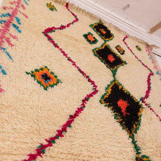 Colorful Diamond Azilal Rug - Moroccan Handwoven Berber Carpet - 80% Wool 20% Cotton - Bright Geometric Boho Runner - Artisan Home Decor