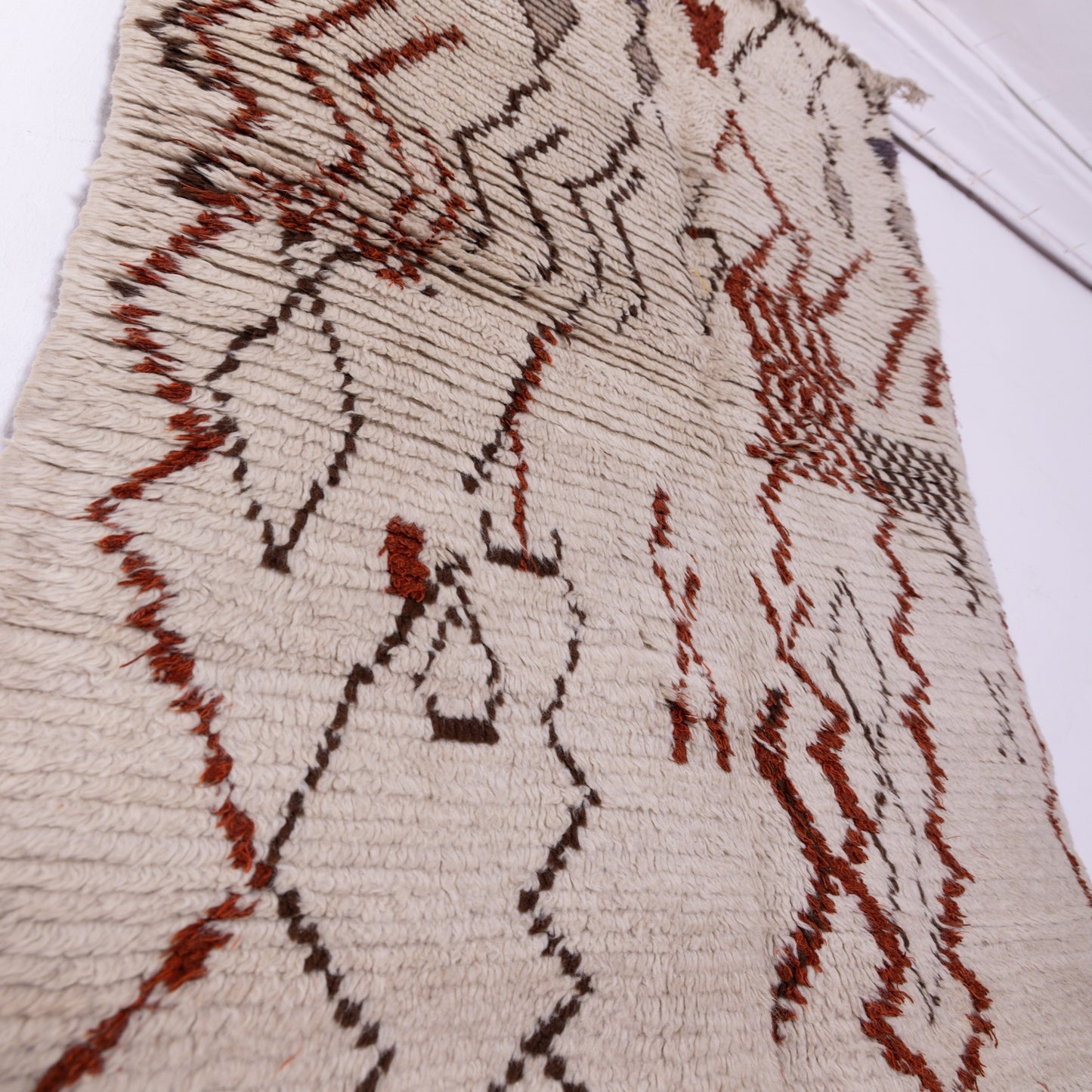 Vintage Azilal Rug - Handwoven Moroccan Wool Runner - Tribal Berber Symbols - Long & Narrow Rug