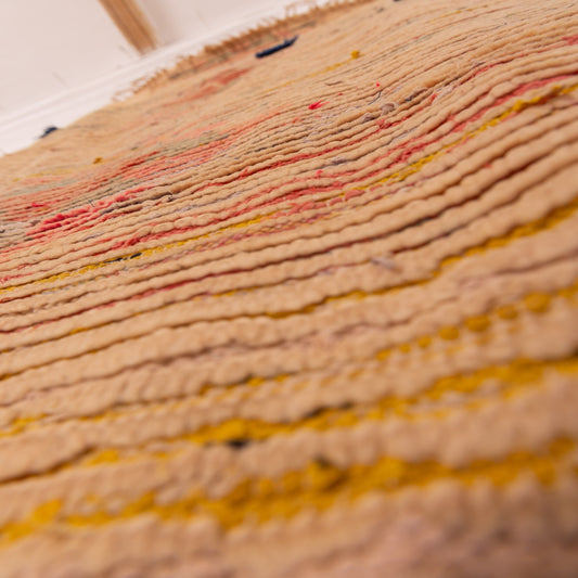 Vintage Moroccan Corridor Rug - Subtle Striped Runner - Handwoven Berber Hallway Textile