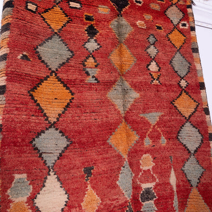 Vintage Moroccan Rehamna Rug – Handwoven Berber Carpet with Bold Geometric Patterns ; 10,01 ft / 5,74 ft