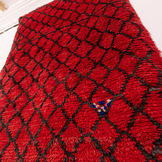 Handwoven Vintage Moroccan Corridor Rug - 80% Wool, 20% Cotton - Unique Boho Runner - Traditional Berber Tribal Design - Durable and Eco-Friendly