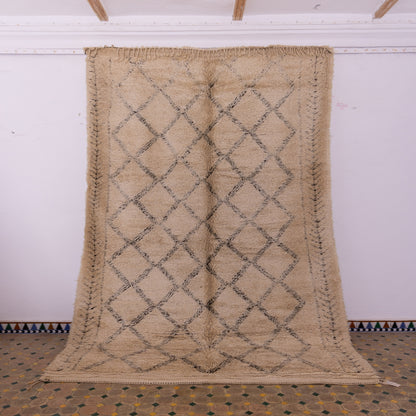 Large Vintage Moroccan Beni Ourain Rug | Authentic Handwoven Wool Carpet ; 12,30 ft  / 6,56 ft