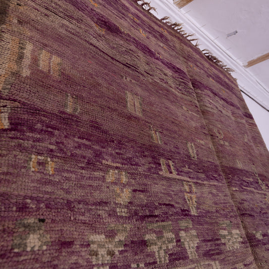 Vintage Moroccan Berber Rug – Deep Purple & Earthy Tones – Handwoven Wool Carpet – Authentic Bohemian Decor