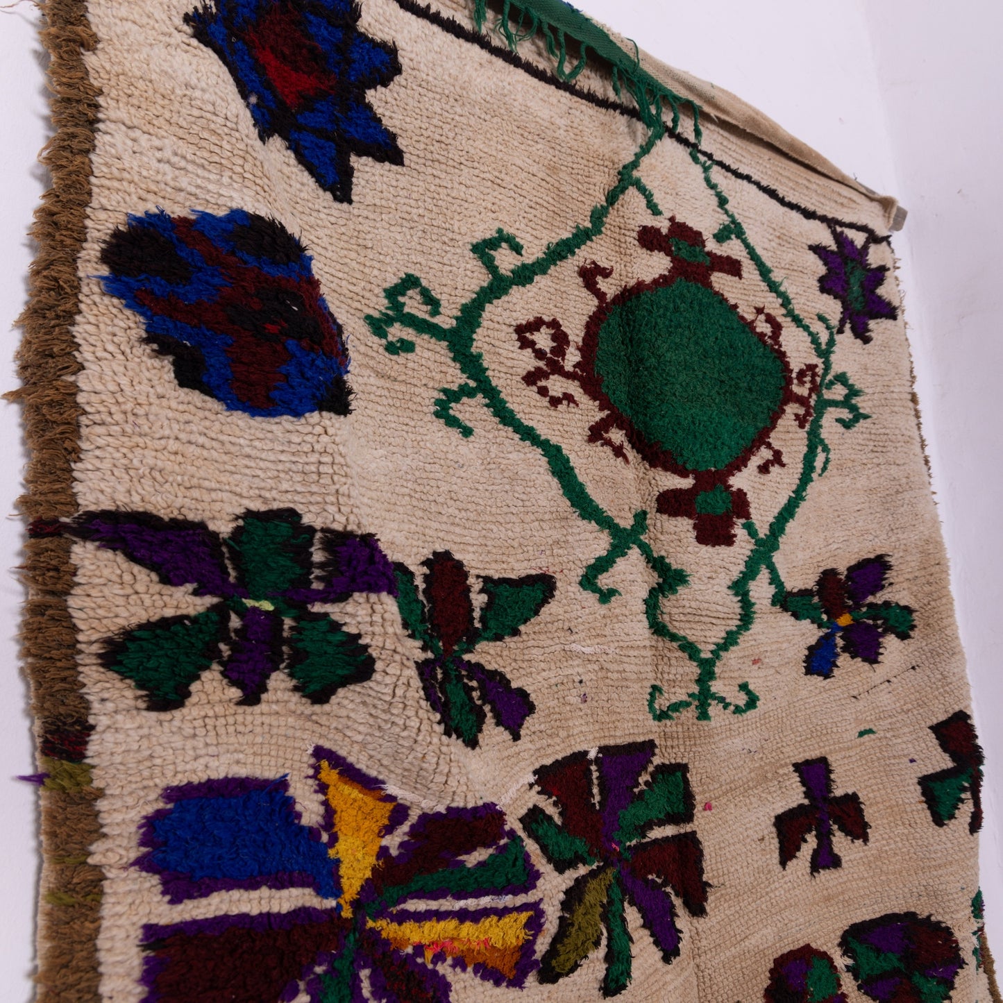 Vintage Azilal Wool Rug - Geometric Floral Fantasy - Handwoven Moroccan Art