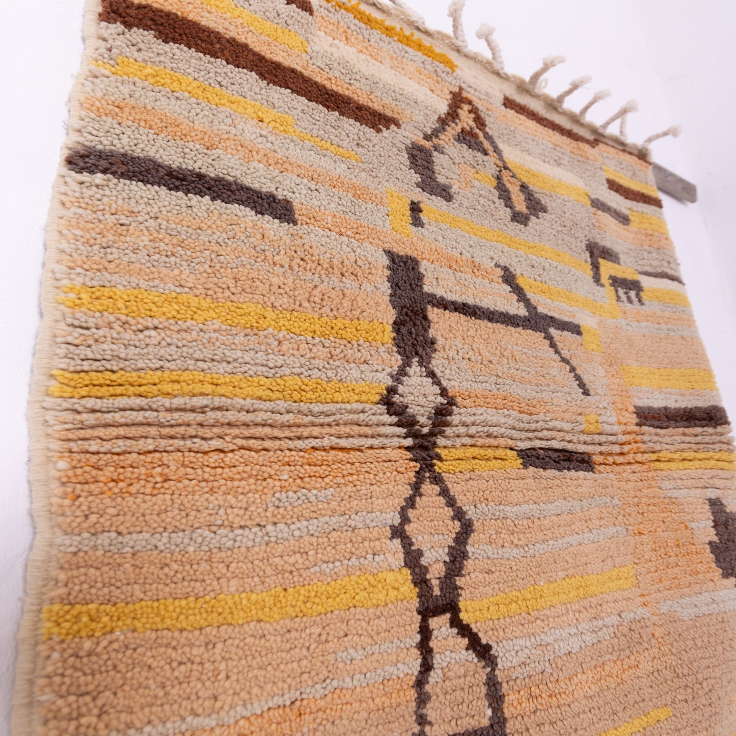 Neutral Boujad Rug – New Moroccan Wool Rug – Beige, Clay & Ochre Tribal Design – Soft Toned Berber Wall Hanging or Floor Accent