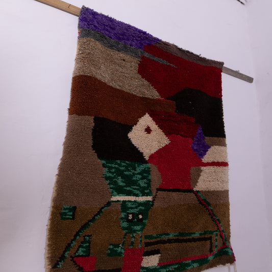 Handmade Boujad Rug – Abstract Moroccan Wool Rug – Bohemian Berber Area Rug – Colorful Handwoven Carpet – Unique Tribal Home Decor