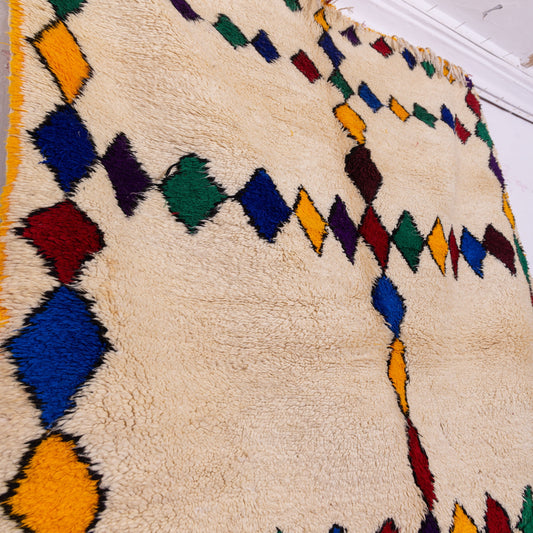 Colorful Moroccan Beni Ourain Rug - Handwoven Berber Wool Carpet - Vibrant Bohemian Statement Piece